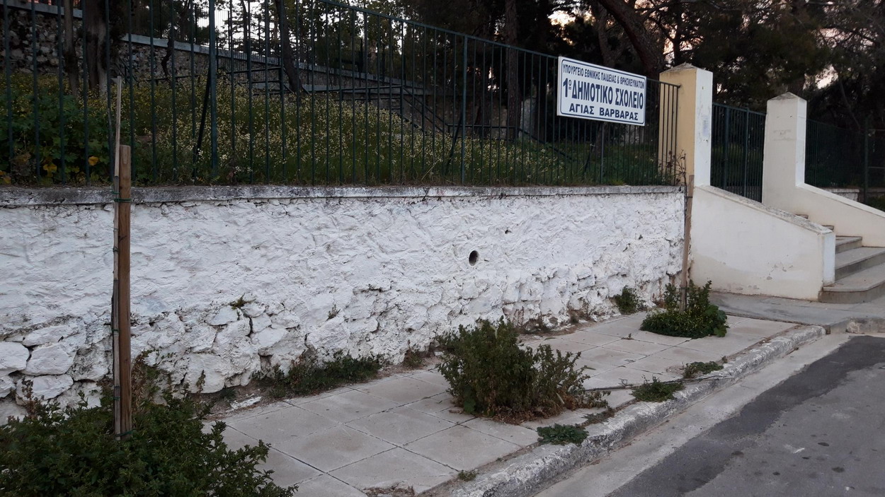 Μπαρούτι, παραμελημένα δενδράκια στην Στεφ. Σαράφη, μπροστά στο Α Δημοτικό Σχολείο
