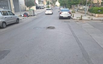 Καθίζηση του οδοστρώματος στη διασταύρωση των οδών Αγίας Βαρβάρας και Κρήνης