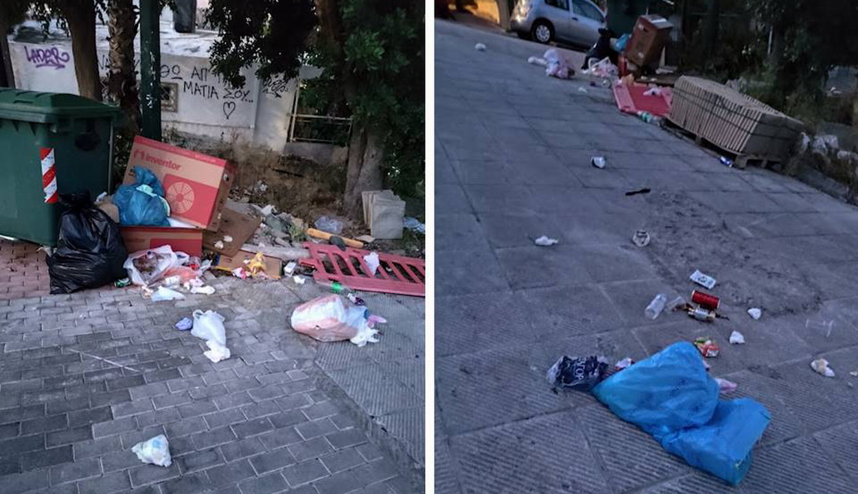 Κάποιοι σε αυτήν την πόλη δεν σκέπτονται την καθαριότητα της και τη δημόσια υγεία και πετάνε τα σκουπίδια τους έξω από τους κάδους